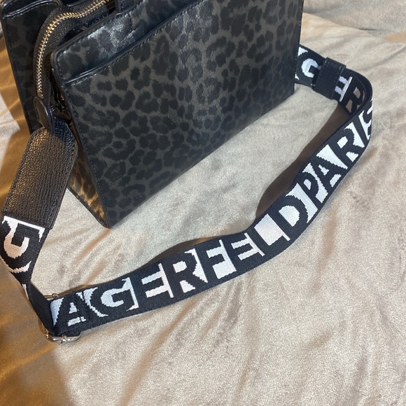 Karl Lagerfeld Paris Maybelle Satchel Black/Grey Leopard - Picture 13 of 16